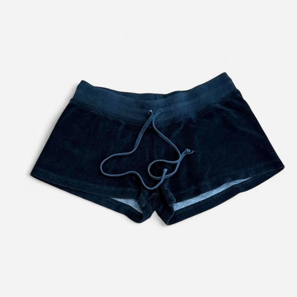 Y2K Terrycloth Micro Mini Lounge Black Shorts Size XL Hardtail